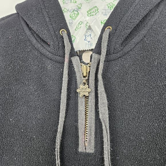 Disney Store Eeyore Hoodie Women Large Sweatshirt Embroidered Quarter Zip Black - Picture 3 of 11